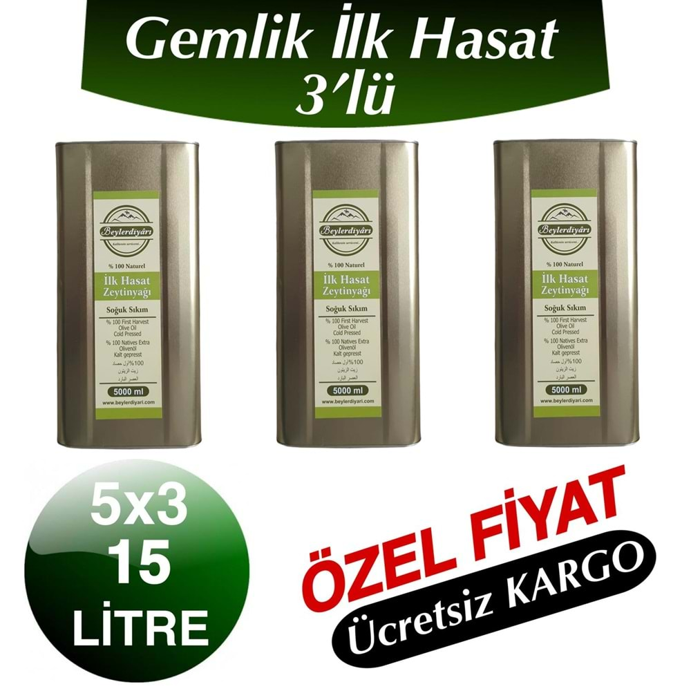 İLK HASAT ZEYTİNYAĞI 3 X 5 LİTRE