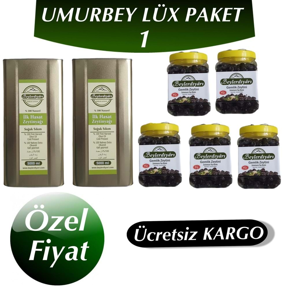 İLK HASAT ZEYTİNYAĞI 2x5Litre X UMURBEY LÜX 5KG (Lüx Paket 1)