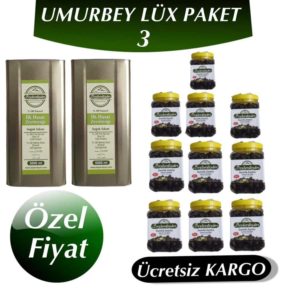 İLK HASAT ZEYTİNYAĞI 2x5Litre X UMURBEY LÜX 10KG (Lüx Paket 3)